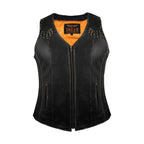 Women Zipper Vest - Stretchable Sides, Conceal Carry Pockets, Premium Naked Cowhide Leather