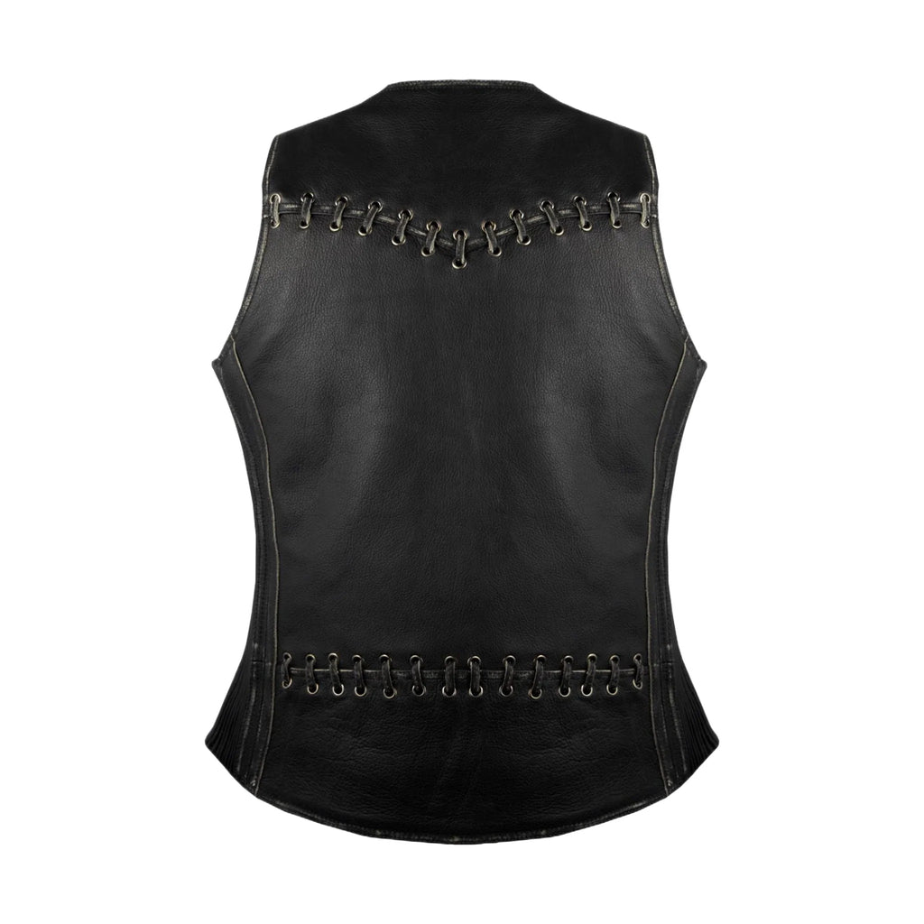 Women Zipper Vest - Stretchable Sides, Conceal Carry Pockets, Premium Naked Cowhide Leather