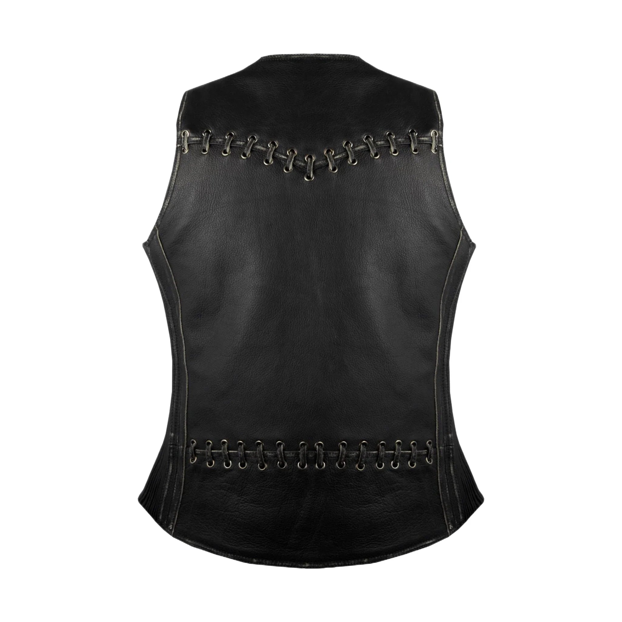 Women Zipper Vest - Stretchable Sides, Conceal Carry Pockets, Premium Naked Cowhide Leather