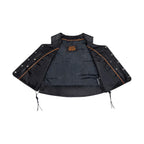 Women Plain Vest Side Laces, Long with 5-Snap Front, Conceal Carry Pockets, Premium Cowhide Leather