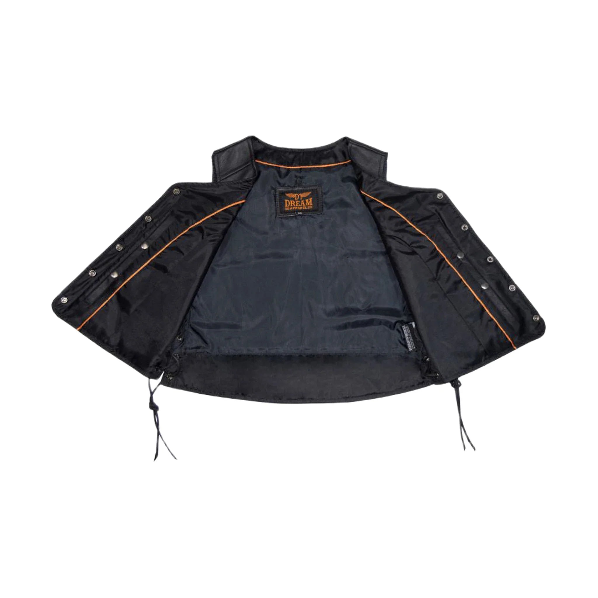 Women Plain Vest Side Laces, Long with 5-Snap Front, Conceal Carry Pockets, Premium Cowhide Leather