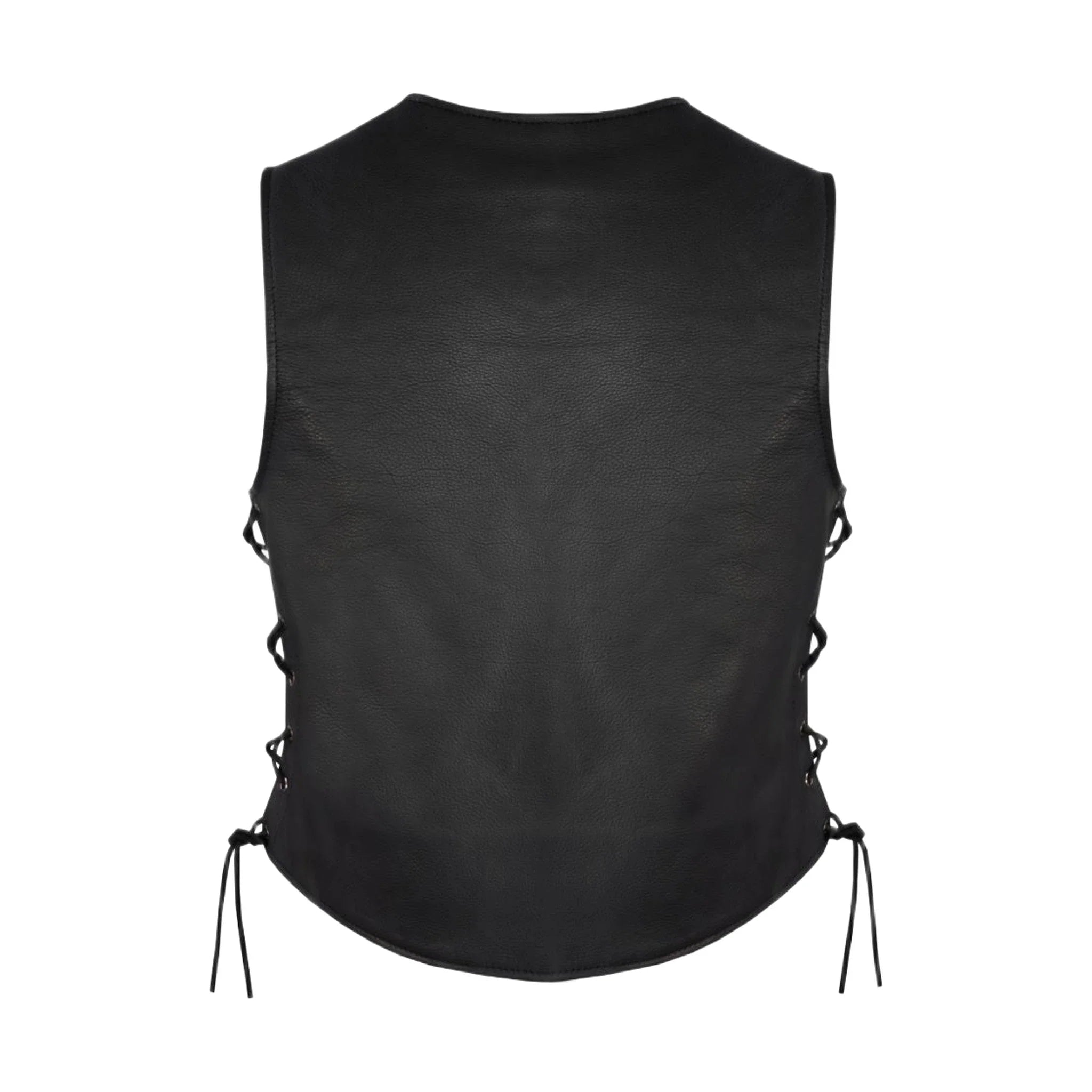 Women Plain Vest Side Laces, Long with 5-Snap Front, Conceal Carry Pockets, Premium Cowhide Leather