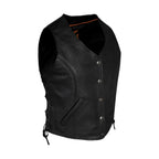 Women Leather Vest Premium Cowhide Side Laces 5 Snap Front Conceal Carry