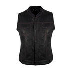 Ladies Motorcycle Leather CLUB VEST Premium Cowhide Leather Purple Thread, Purple Paisley Lining