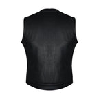 Ladies Motorcycle Leather CLUB VEST Premium Cowhide Leather Purple Thread, Purple Paisley Lining