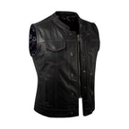 Dream Apparel Ladies Motorcycle Leather CLUB VEST Purple Thread, Purple Paisley Lining