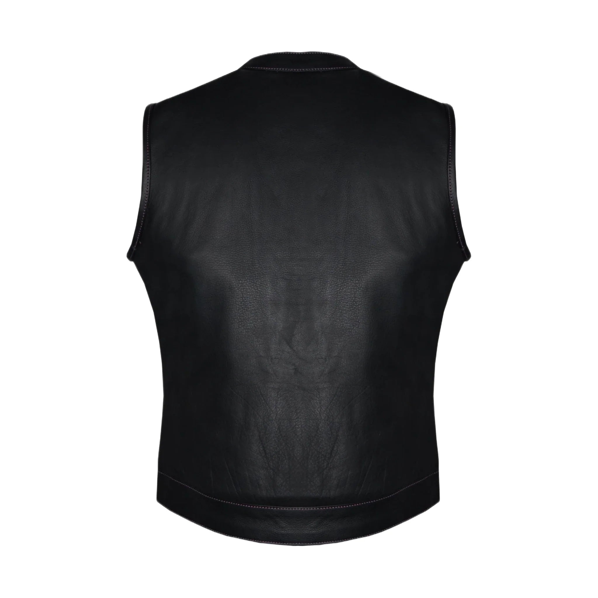 Dream Apparel Ladies Motorcycle Leather CLUB VEST Purple Thread, Purple Paisley Lining