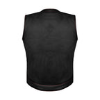 Ladies Motorcycle Leather CLUB VEST Premium Cowhide Leather Red Thread, Red Paisley Lining