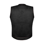 Women Motorcycle Leather CLUB VEST Premium Cowhide Leather Red Thread, Red Paisley Lining