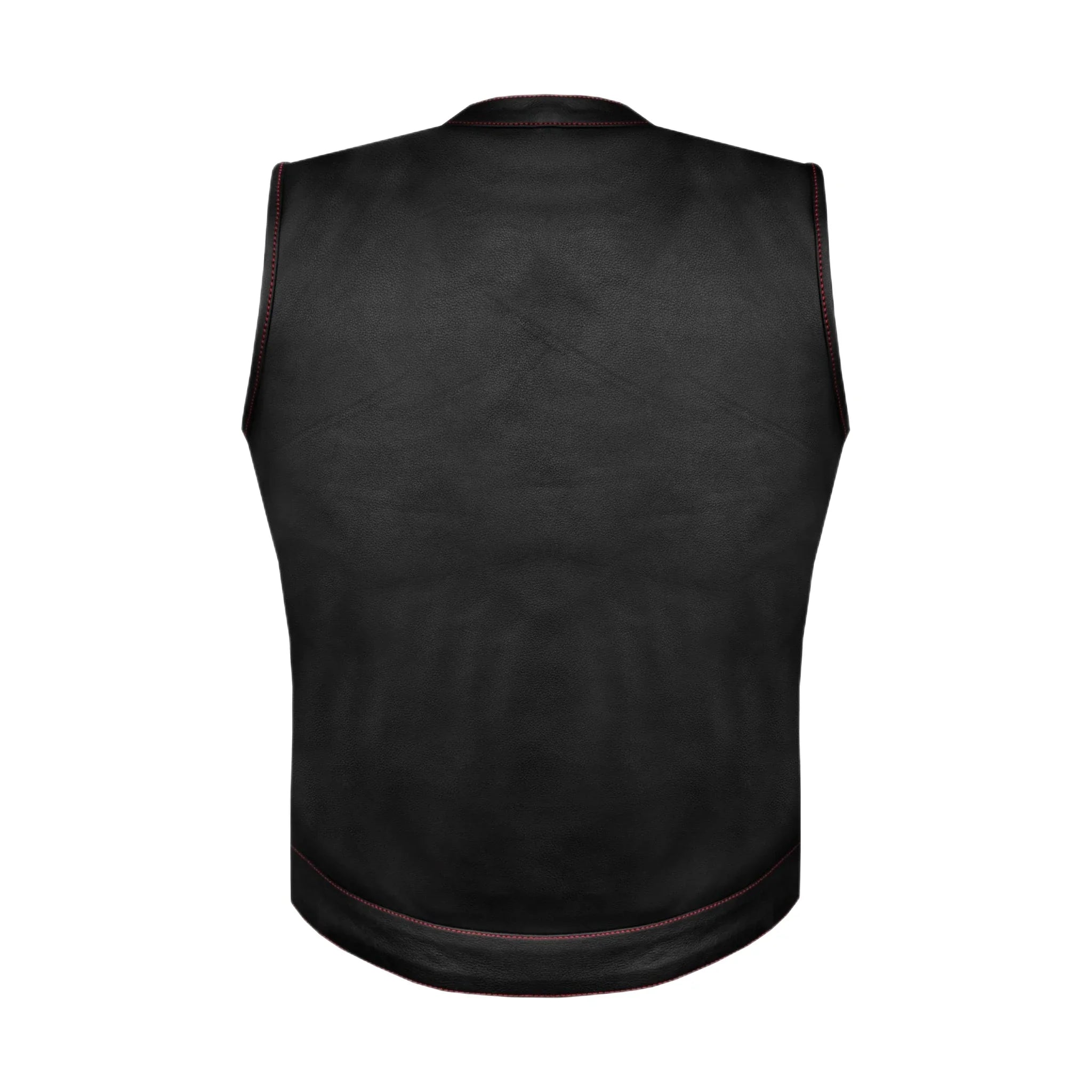 Women Motorcycle Leather CLUB VEST Premium Cowhide Leather Red Thread, Red Paisley Lining