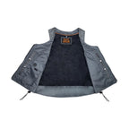 Women Grey Zipper Front Vest Side Laces, Conceal Carry Pockets, Premium Cowhide Leather