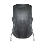 Women Grey Zipper Front Vest Side Laces, Conceal Carry Pockets, Premium Cowhide Leather