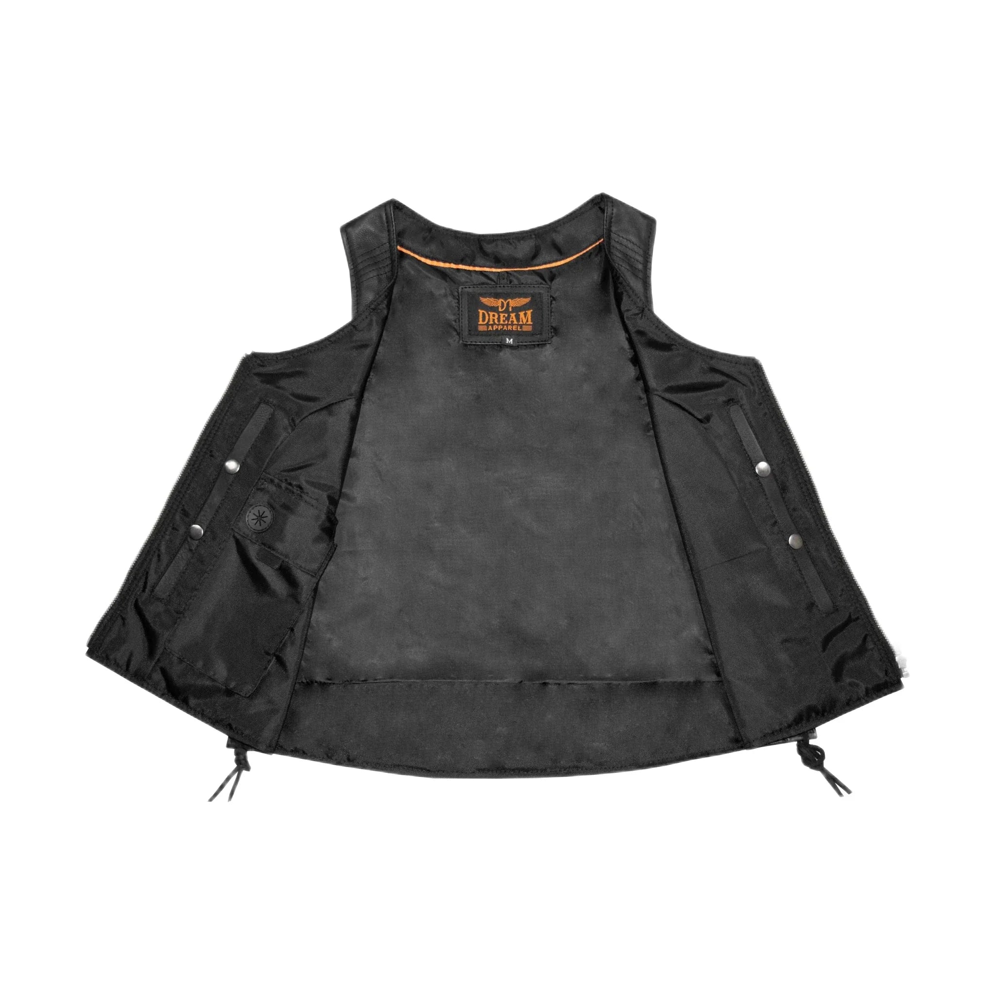 Women Zipper Front Vest Side Laces, Conceal Carry Pockets, Premium Cowhide Leather