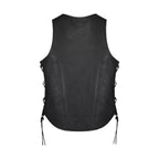 Women Zipper Front Vest Side Laces, Conceal Carry Pockets, Premium Cowhide Leather