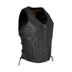 Women Leather Vest Premium Cowhide Zipper Front Side Laces Conceal Carry Pockets