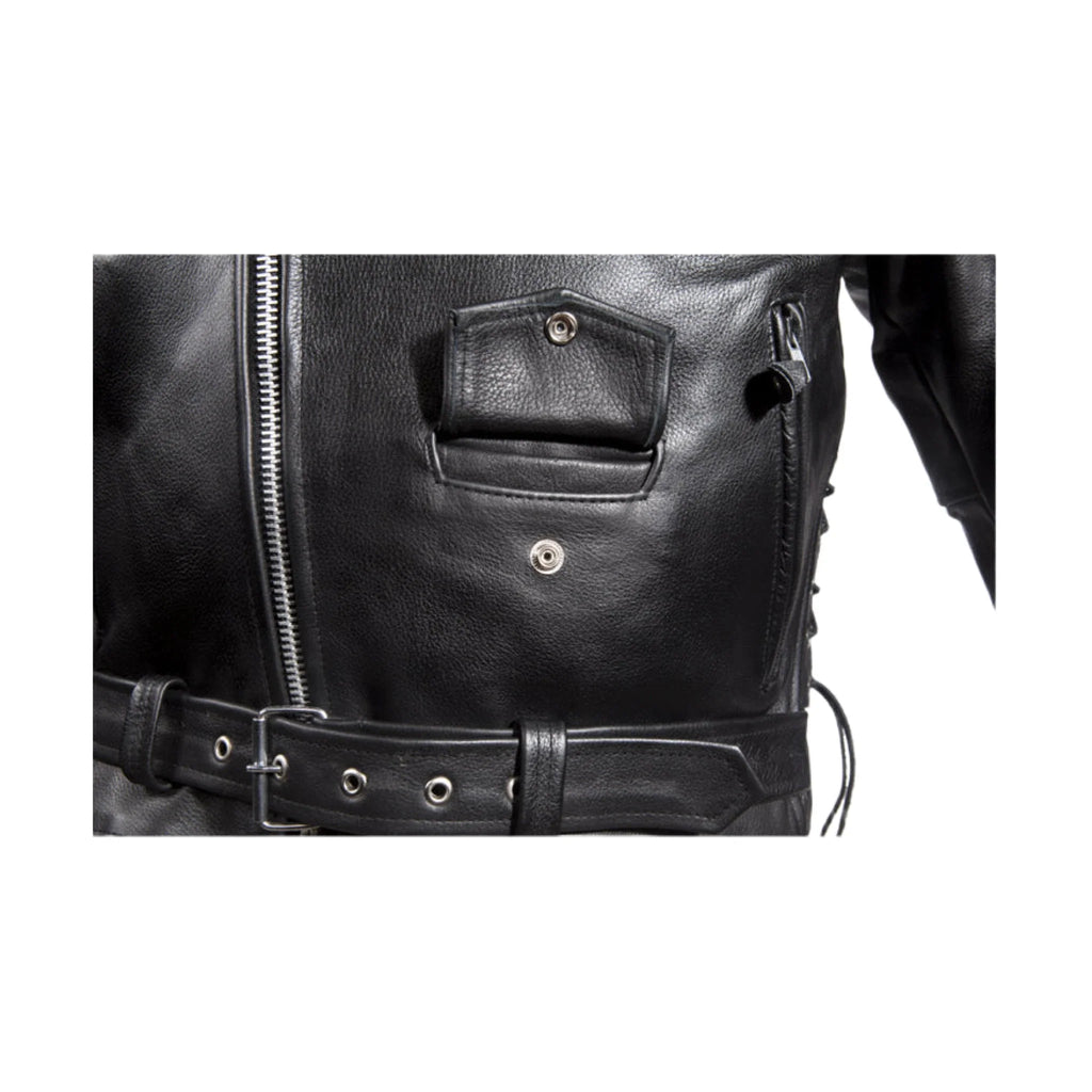 Mens Cowhide Leather Motorcycle Jacket Dream Apparel Full Back Panel Patch Vest