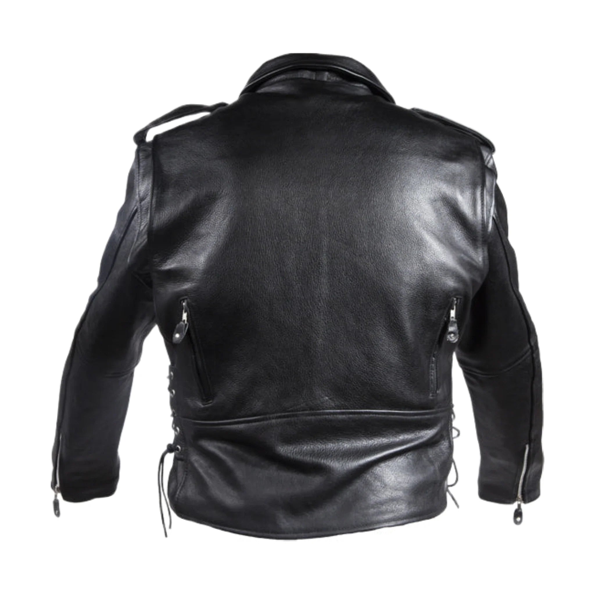 Men's Classic Police Style Motorcycle Jacket Dream Apparel Leather Zipout Lining