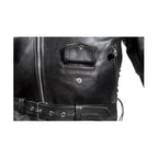 Men's Classic Police Style Motorcycle Jacket Dream Apparel Leather Zipout Lining