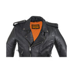 Men's Classic Police Style Motorcycle Jacket Dream Apparel Leather Zipout Lining