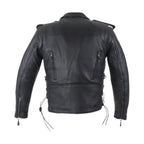 Men's Classic Police Style Motorcycle Jacket Dream Apparel Leather Zipout Lining