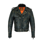 Men's Distressed Brown Leather Motorcycle Jacket Dream Apparel Conceal Carry Poc