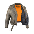 Mens Dark Brown Cowhide Motorcycle Jacket Dream Apparel Gun Pockets Leather