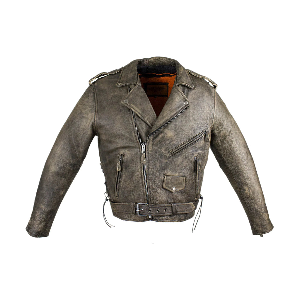 Mens Dark Brown Cowhide Motorcycle Jacket Dream Apparel Gun Pockets Leather