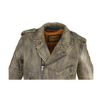 Men's Brown Motorcycle Jacket Dream Apparel Soft Leather Gun Pockets Vintage