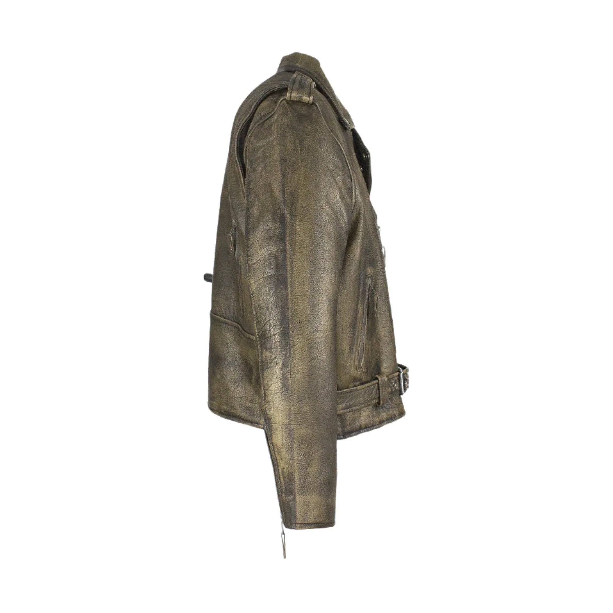 Men's Brown Motorcycle Jacket Dream Apparel Soft Leather Gun Pockets Vintage