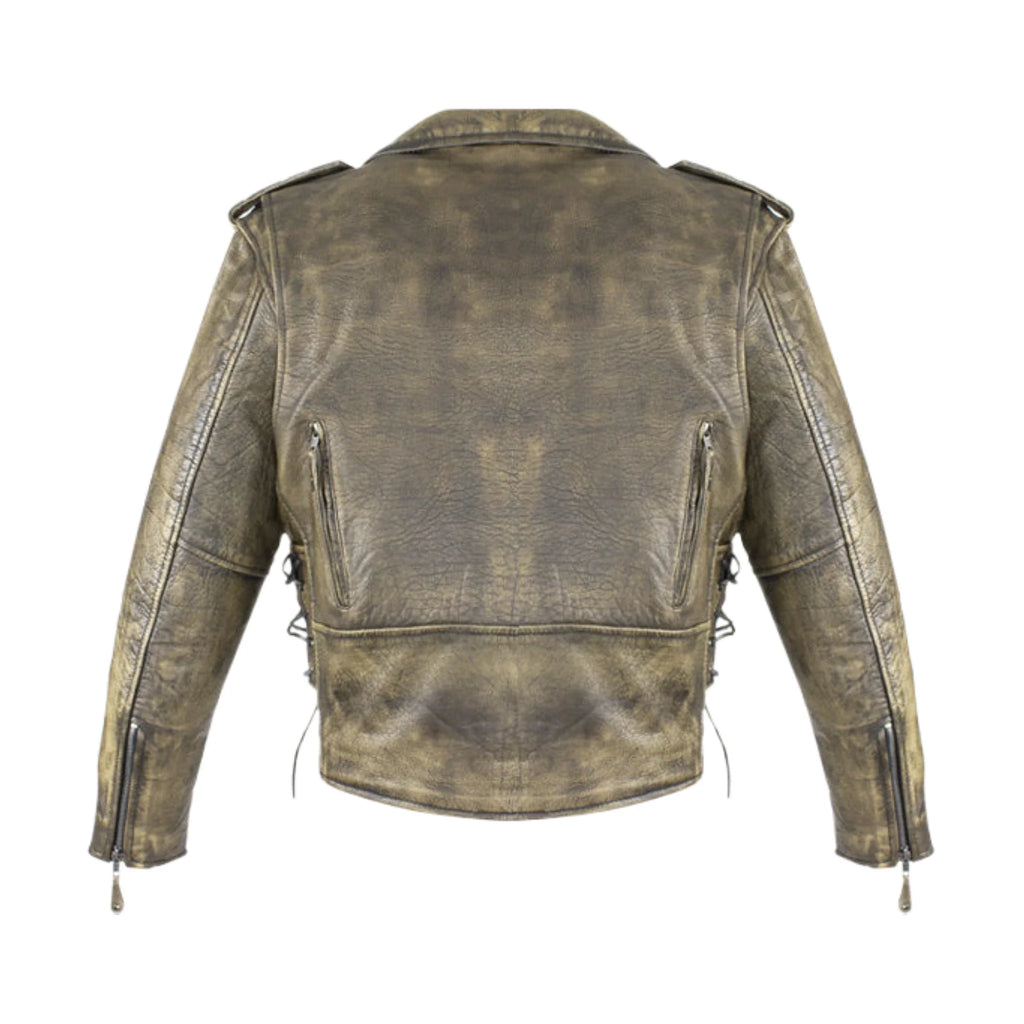 Men's Brown Motorcycle Jacket Dream Apparel Soft Leather Gun Pockets Vintage