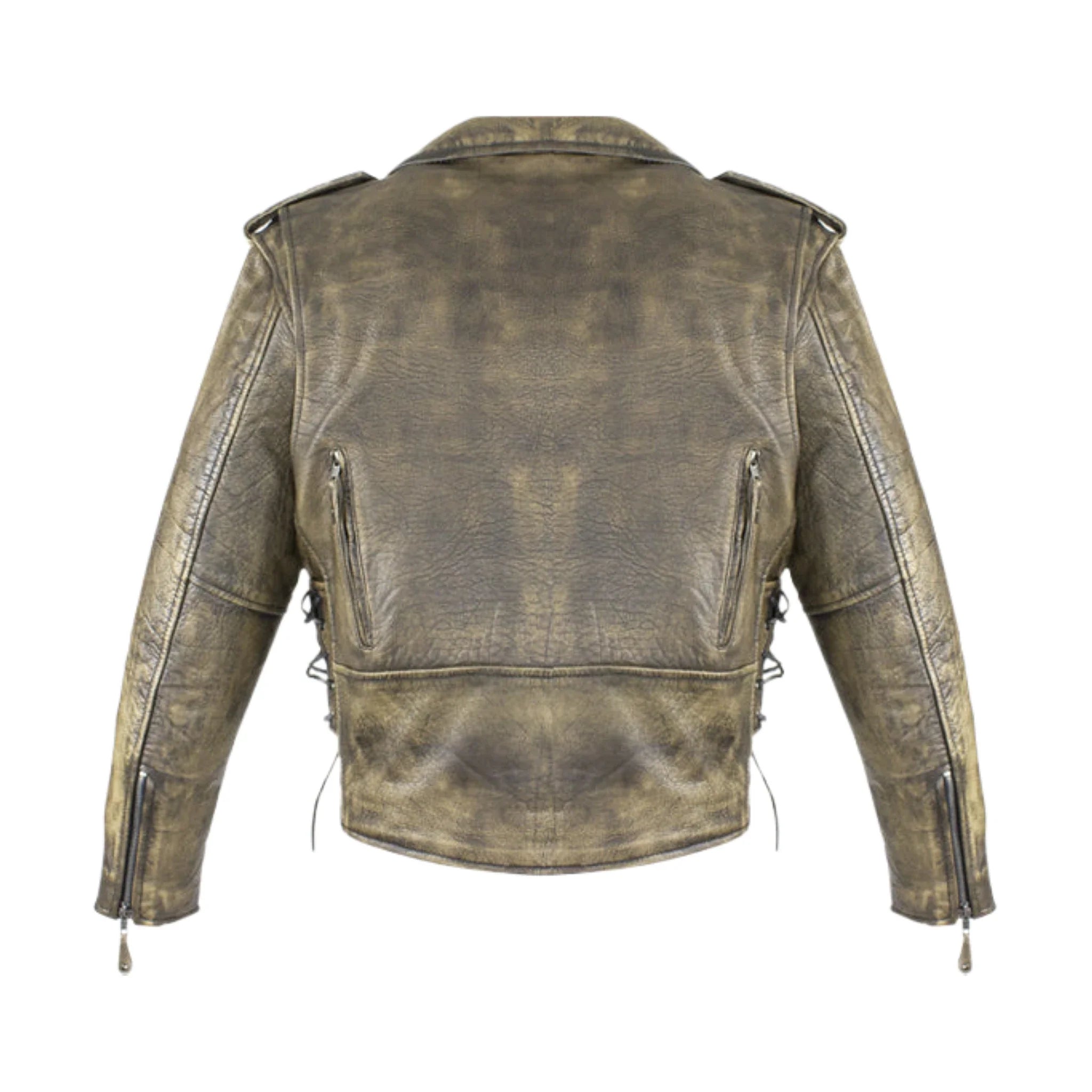 Men's Brown Motorcycle Jacket Dream Apparel Soft Leather Gun Pockets Vintage