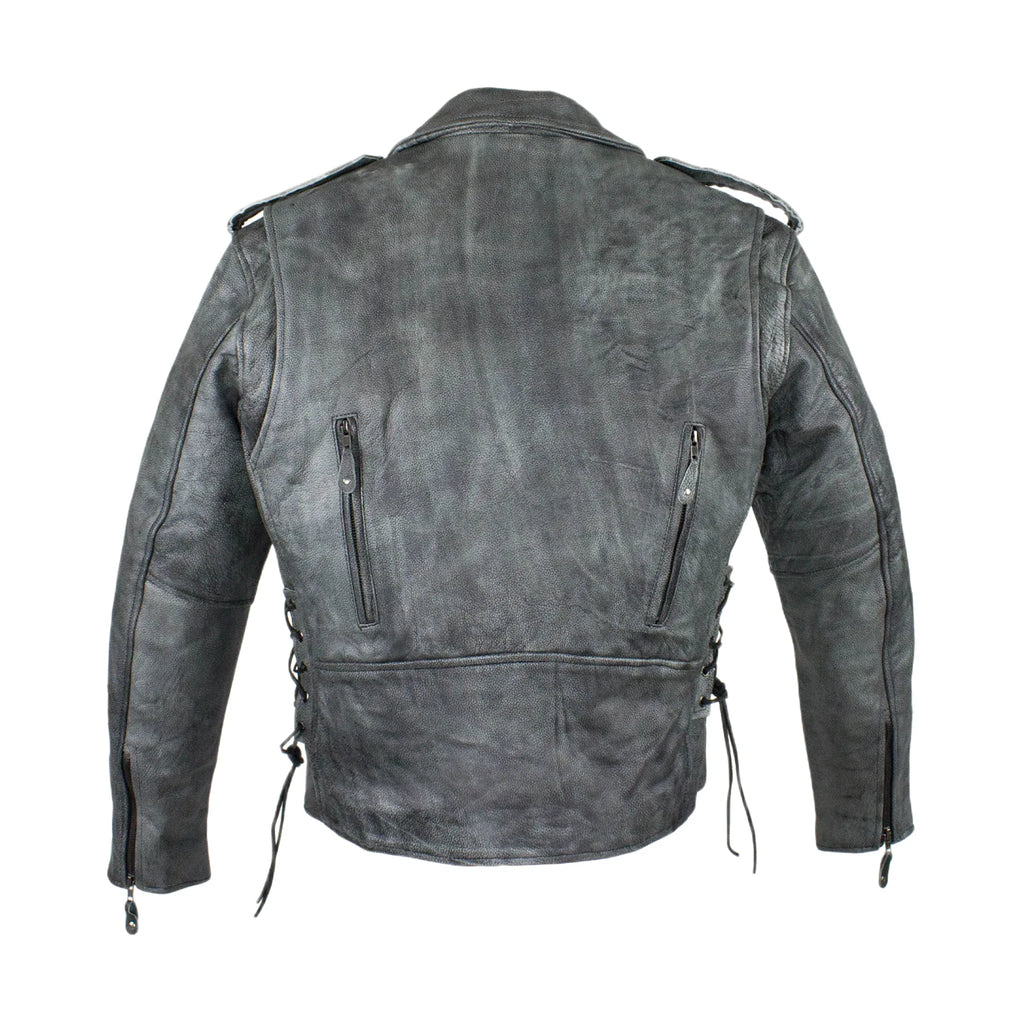 Men's Gray Motorcycle Jacket Dream Apparel Soft-Touch Leather Concealed Gun Pock