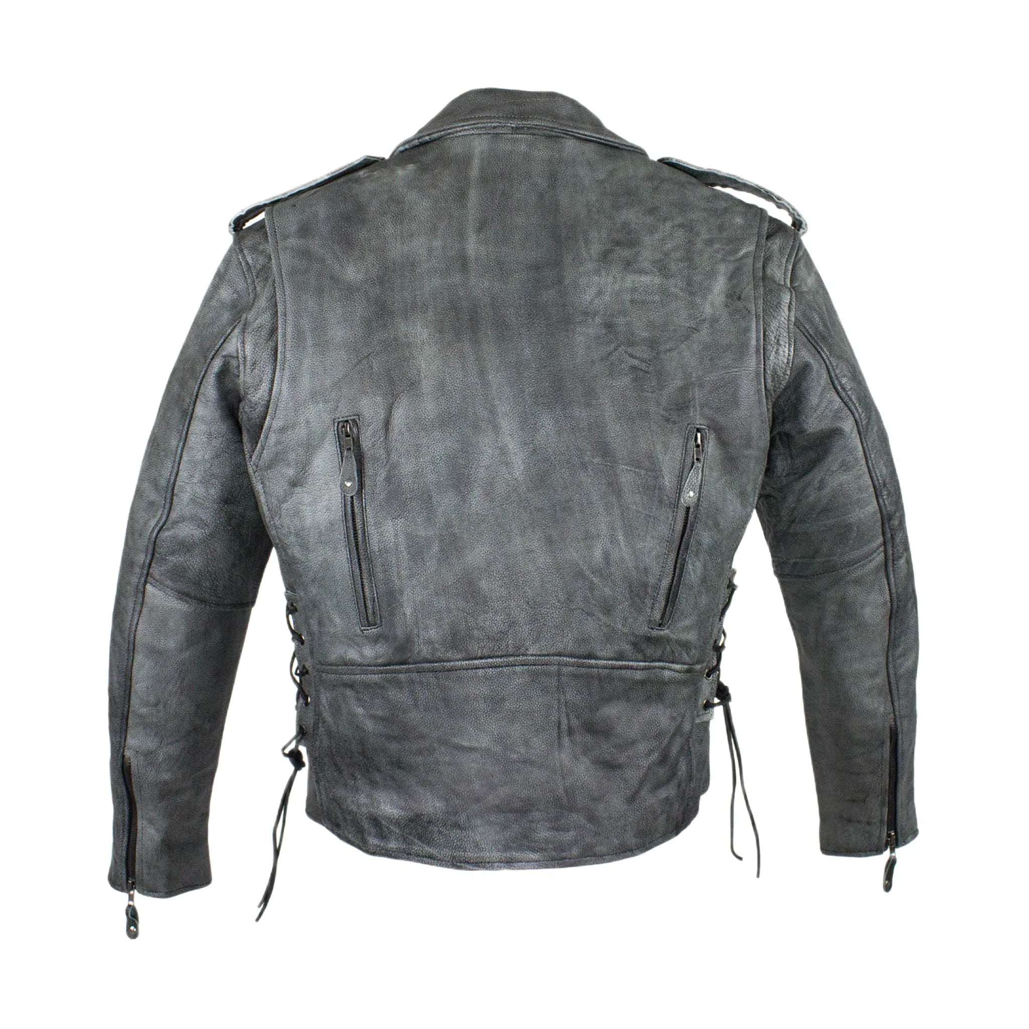 Men's Gray Motorcycle Jacket Dream Apparel Soft-Touch Leather Concealed Gun Pock