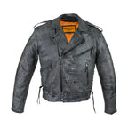 Men's Gray Motorcycle Jacket Dream Apparel Soft-Touch Leather Concealed Gun Pock