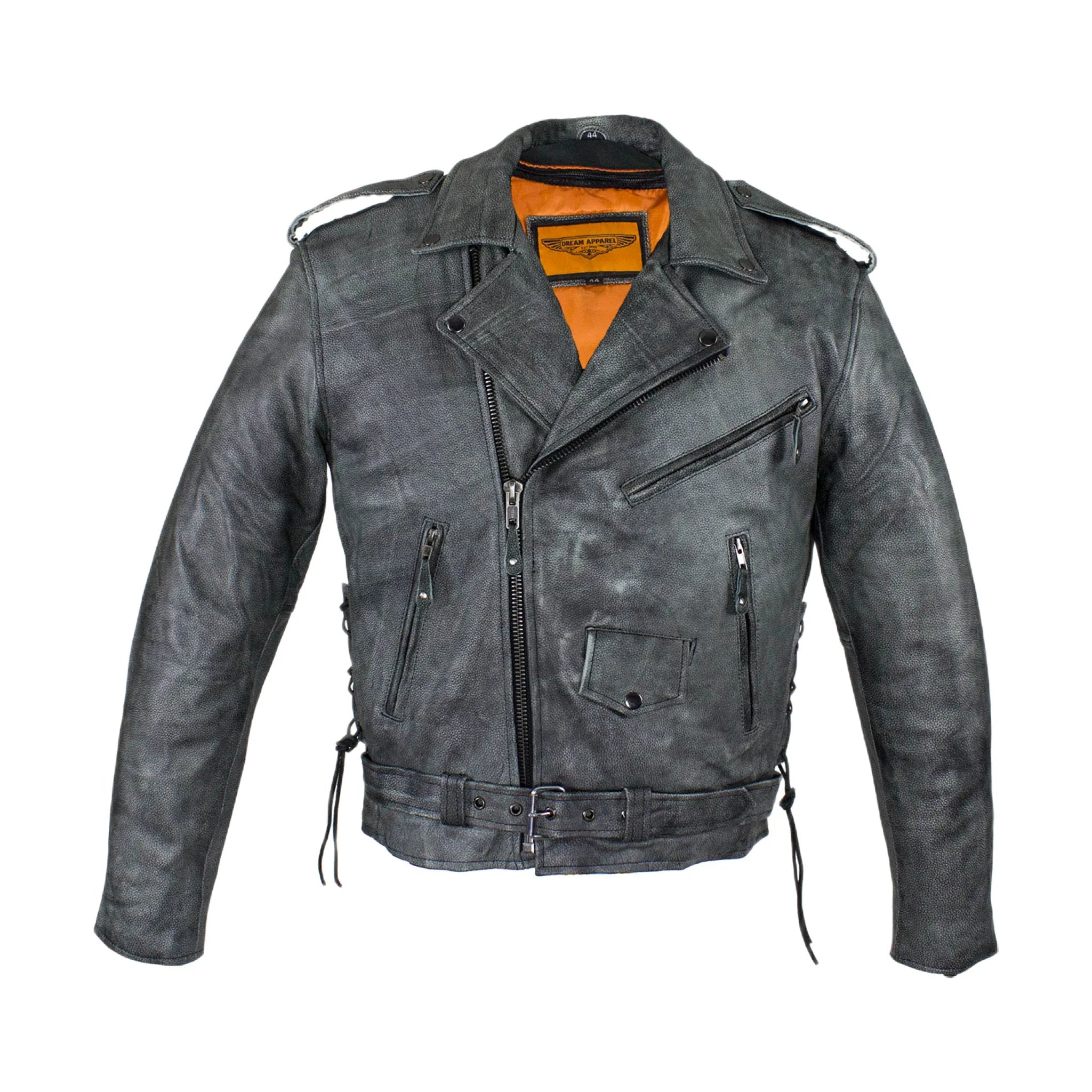 Men's Gray Motorcycle Jacket Dream Apparel Soft-Touch Leather Concealed Gun Pock