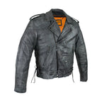 Men's Gray Motorcycle Jacket Dream Apparel Soft-Touch Leather Concealed Gun Pockets