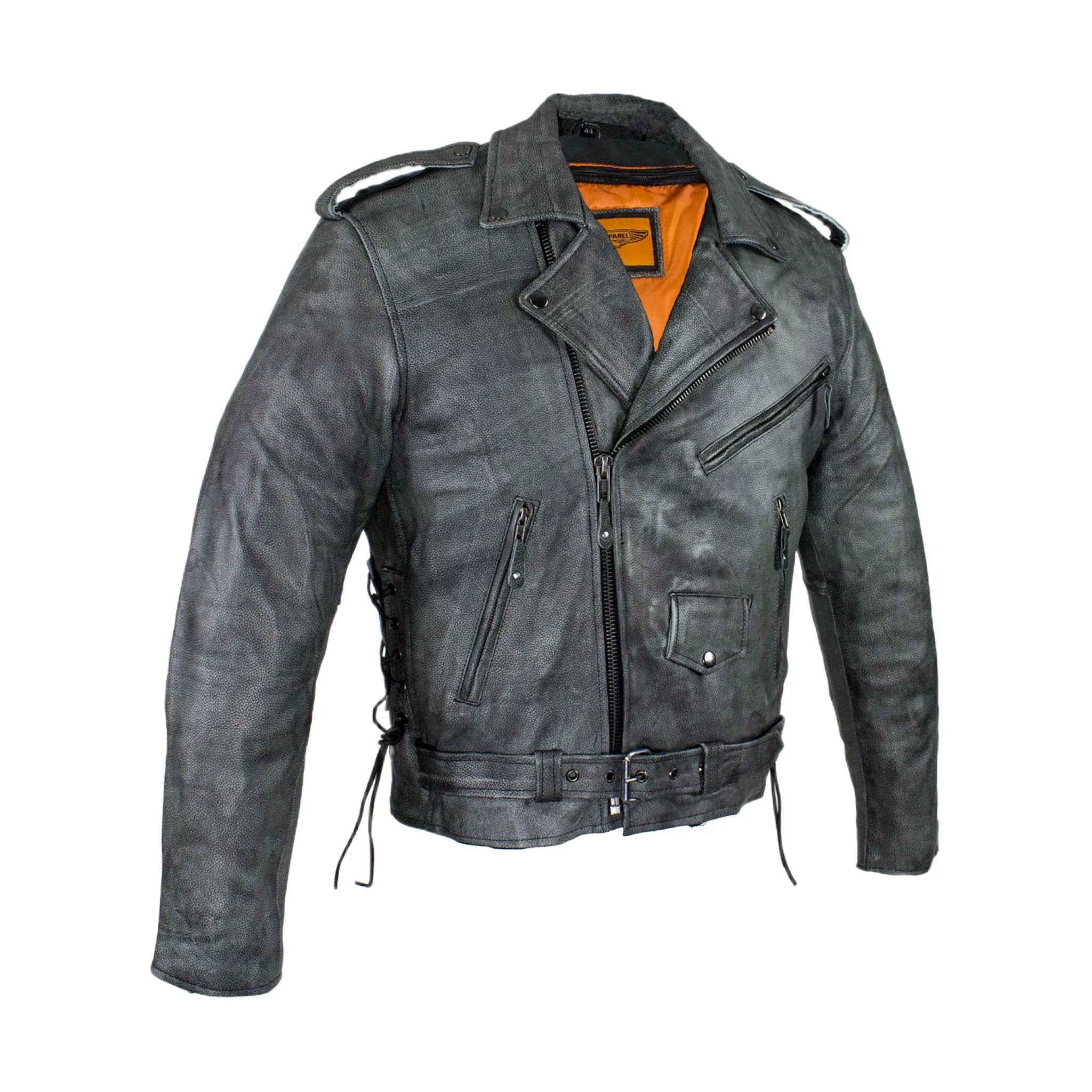 Men's Gray Motorcycle Jacket Dream Apparel Soft-Touch Leather Concealed Gun Pockets