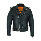 Mens Classic Police Style Motorcycle Jacket Dream Apparel Premium Cowhide Leathe
