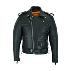 Mens Classic Police Style Motorcycle Jacket Dream Apparel Premium Cowhide Leathe