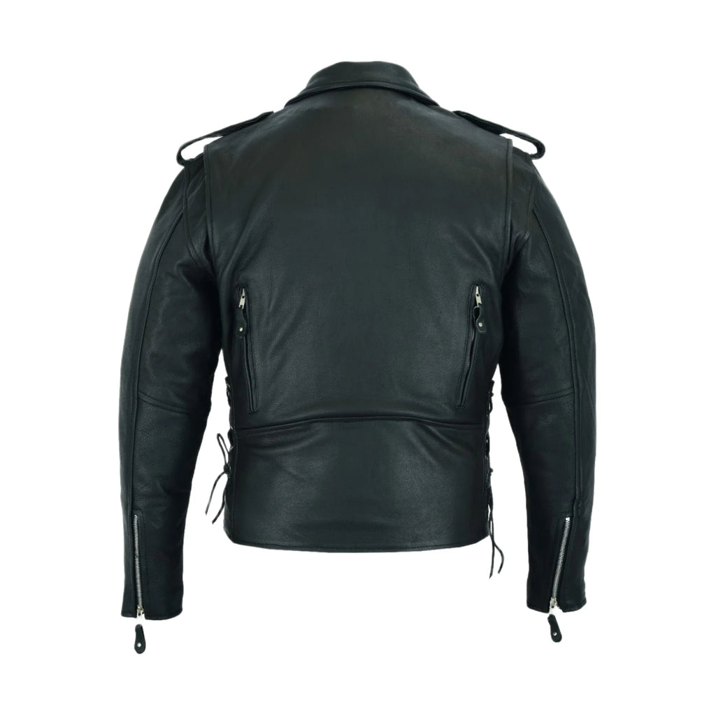 Mens Classic Police Style Motorcycle Jacket Dream Apparel Premium Cowhide Leathe