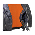 Mens Classic Police Style Motorcycle Jacket Dream Apparel Leather Side Laces