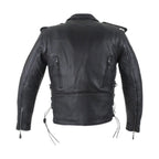 Mens Classic Police Style Motorcycle Jacket Dream Apparel Leather Side Laces