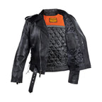 Mens Classic Police Style Motorcycle Jacket Dream Apparel Leather Side Laces