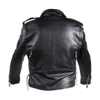 Mens Classic Police Style Motorcycle Jacket Dream Apparel Leather Side Laces