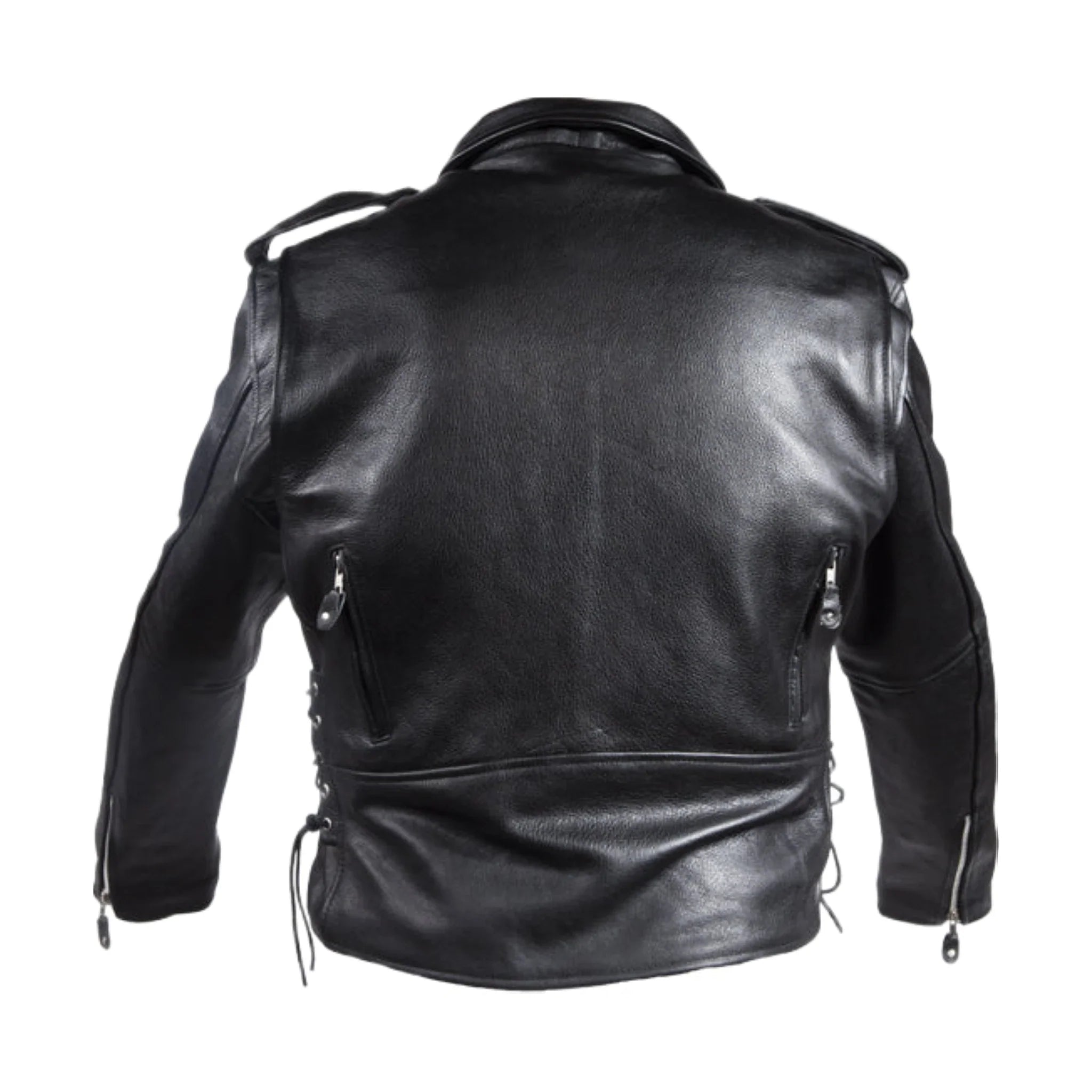 Mens Classic Police Style Motorcycle Jacket Dream Apparel Leather Side Laces