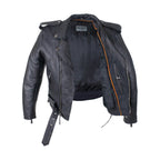Mens Classic Police Style Motorcycle Jacket Dream Apparel Genuine Leather Zipout