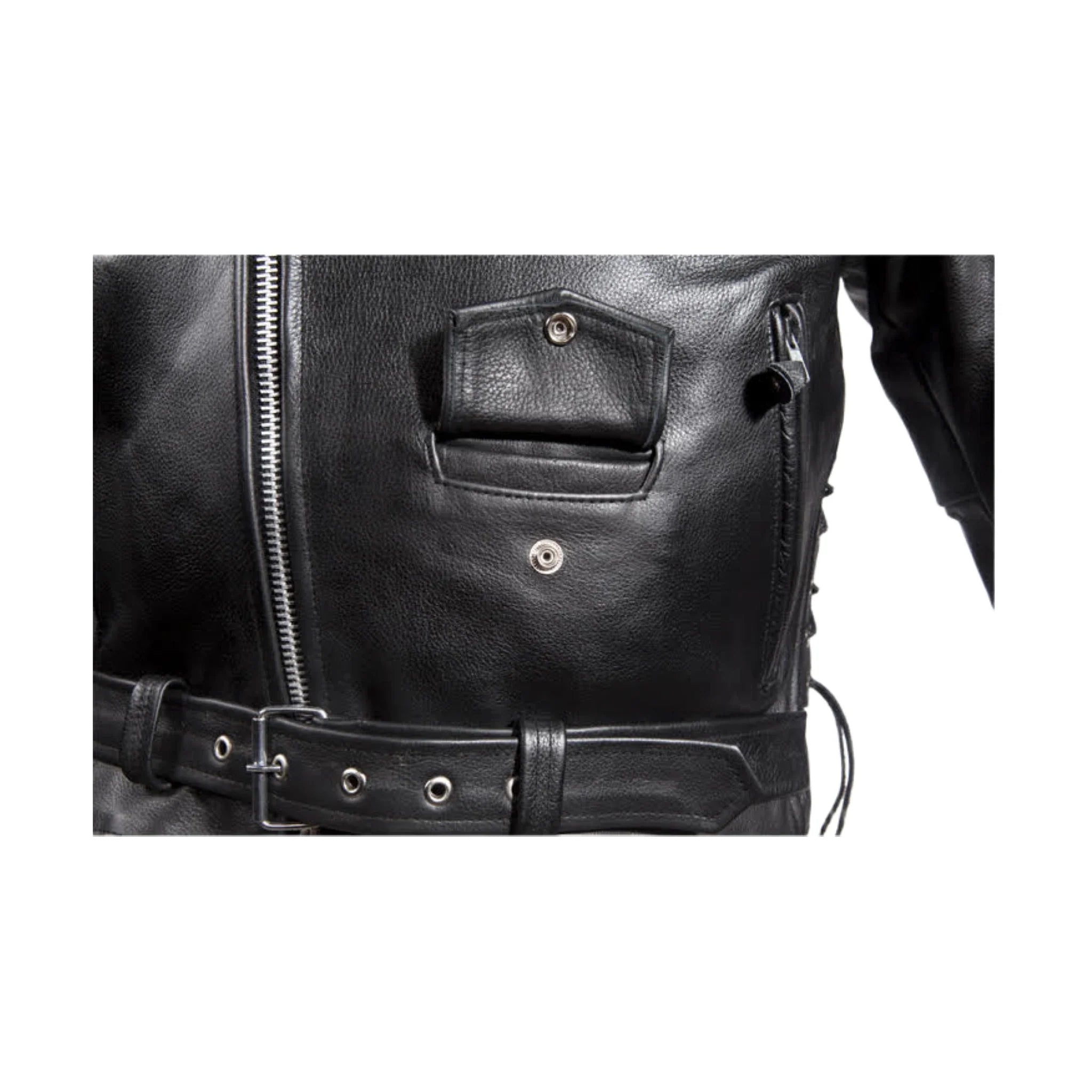 Mens Classic Police Style Motorcycle Jacket Dream Apparel Genuine Leather Zipout