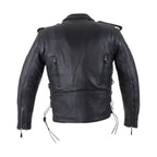 Mens Classic Police Style Motorcycle Jacket Dream Apparel Genuine Leather Zipout