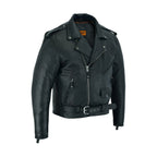 Men's Classic Motorcycle Jacket Premium Cowhide Leather Quilted Lining Black