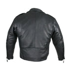 Mens Naked Cowhide Leather Motorcycle Jacket With Snap Collar Belt Black